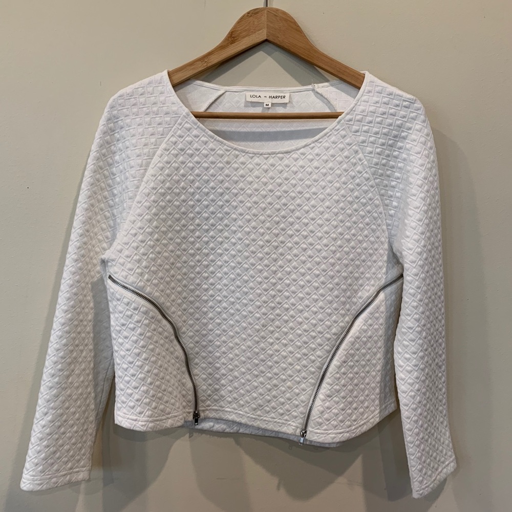 White Zipper Detailed Sweater